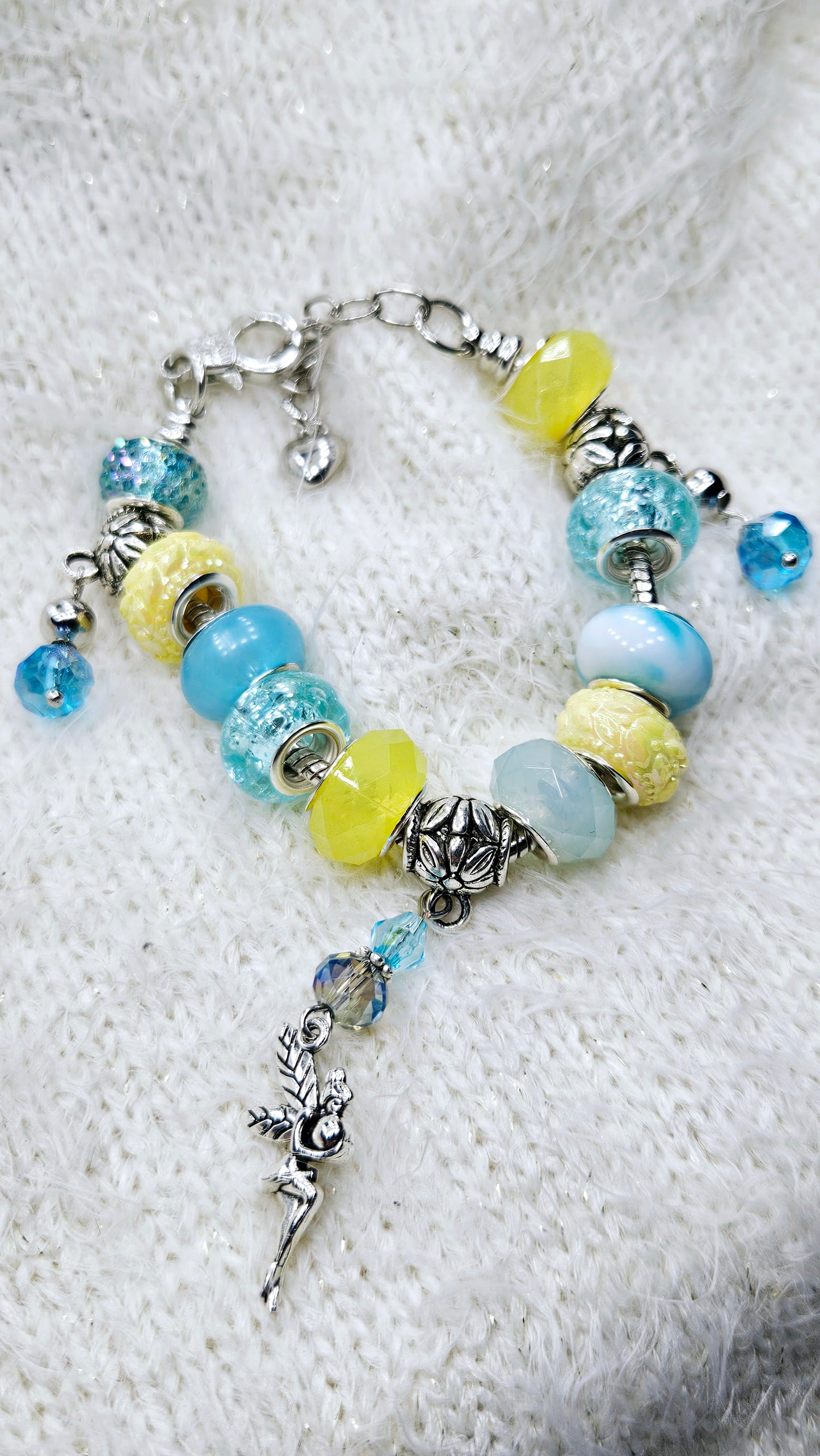 Bright Blue & Yellow Fairy Charm Bracelet