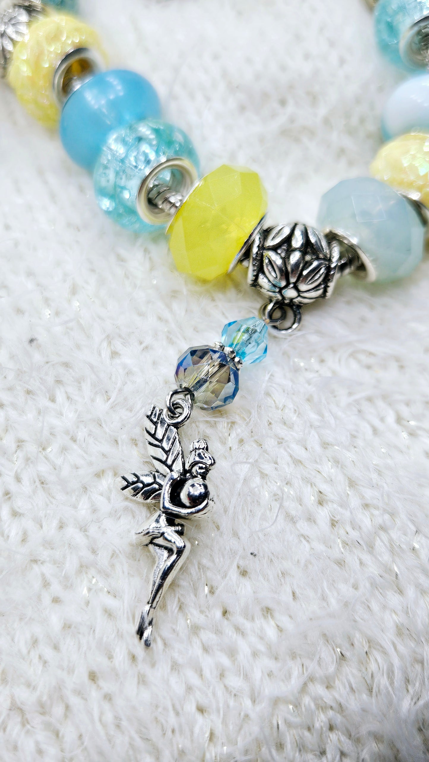 Bright Blue & Yellow Fairy Charm Bracelet