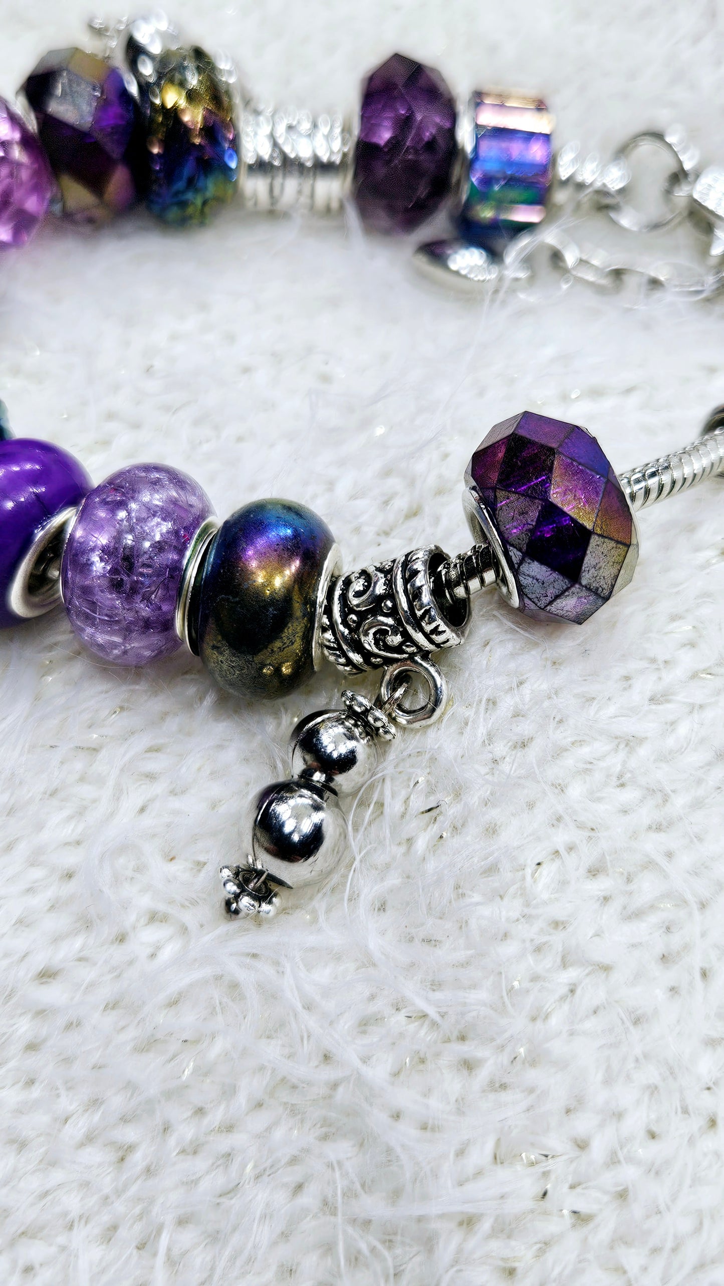Dark Night Purple & Silver Star Charm Bracelet