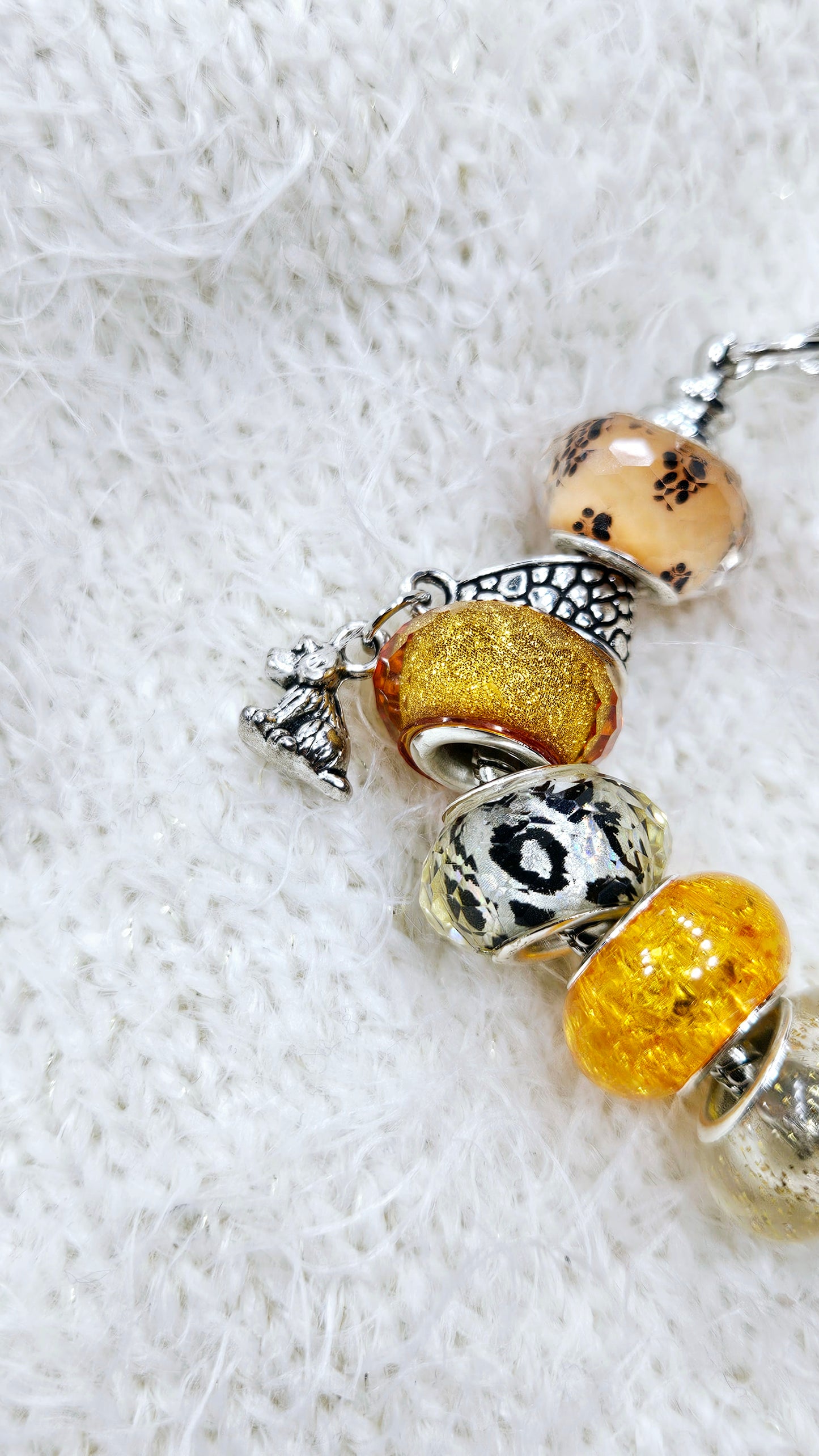 Darling Dogs Orange & Silver Charm Bracelet