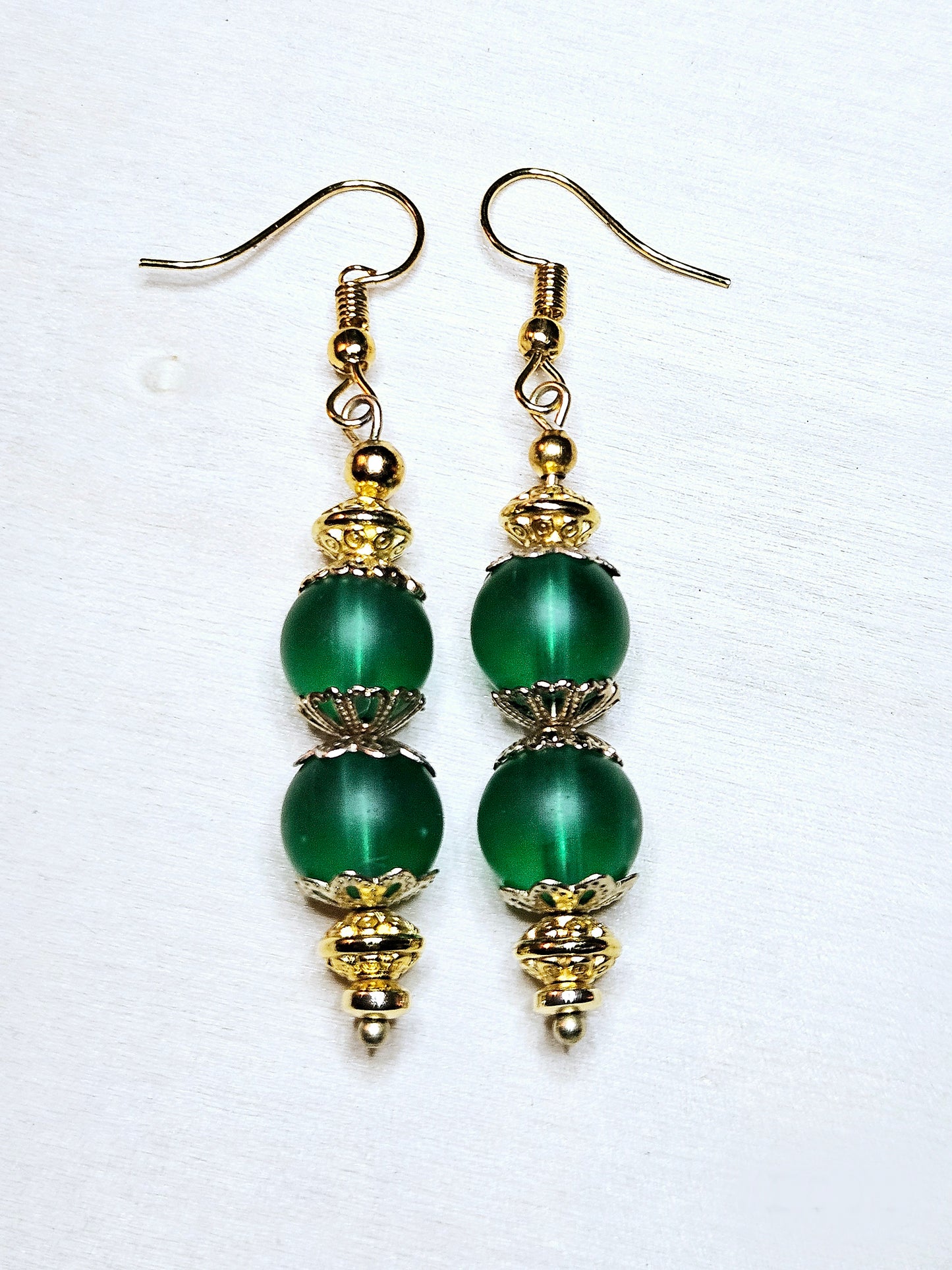 Vintage Green Glass Earrings
