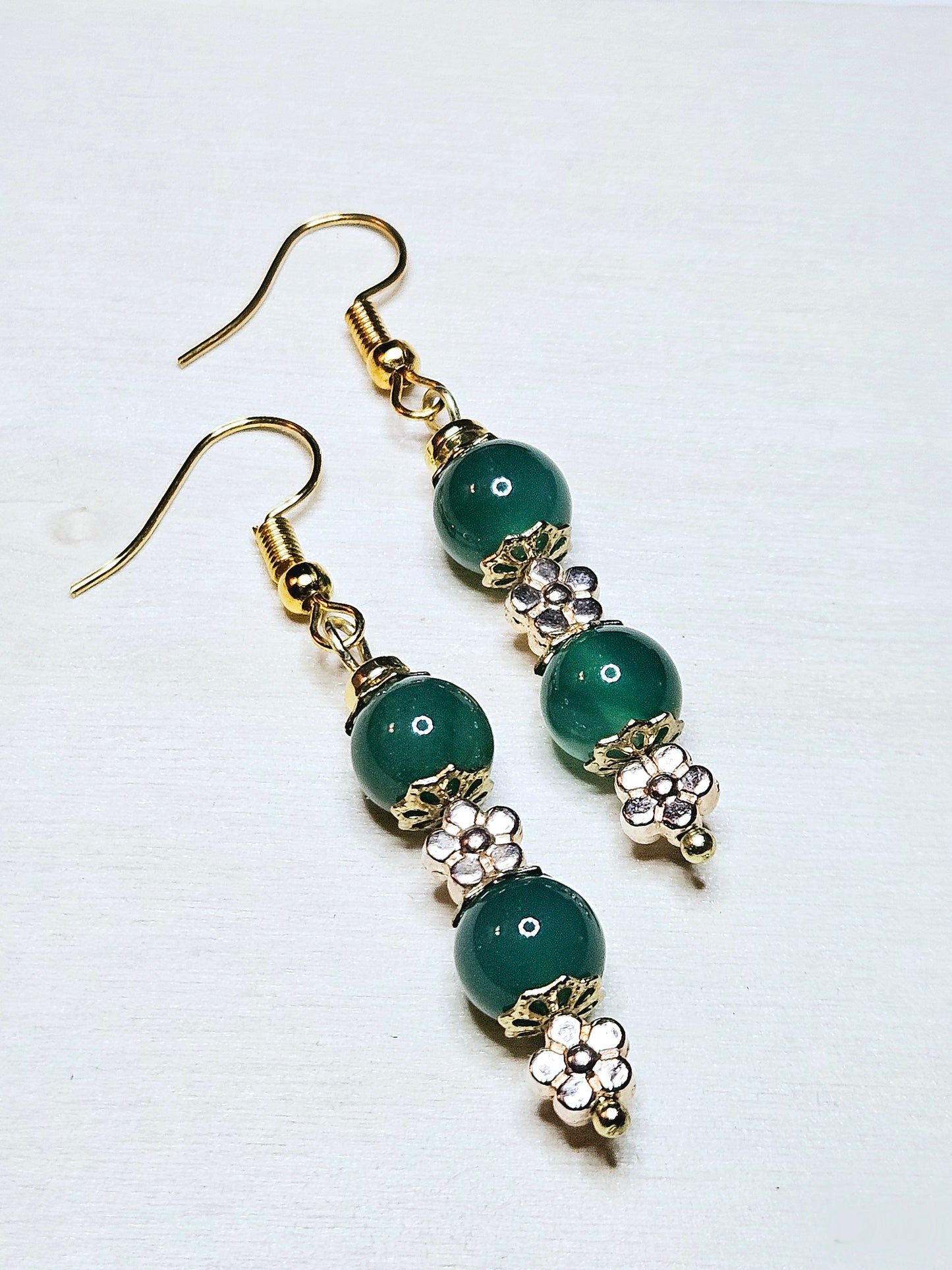 Golden Flower Jade Earrings
