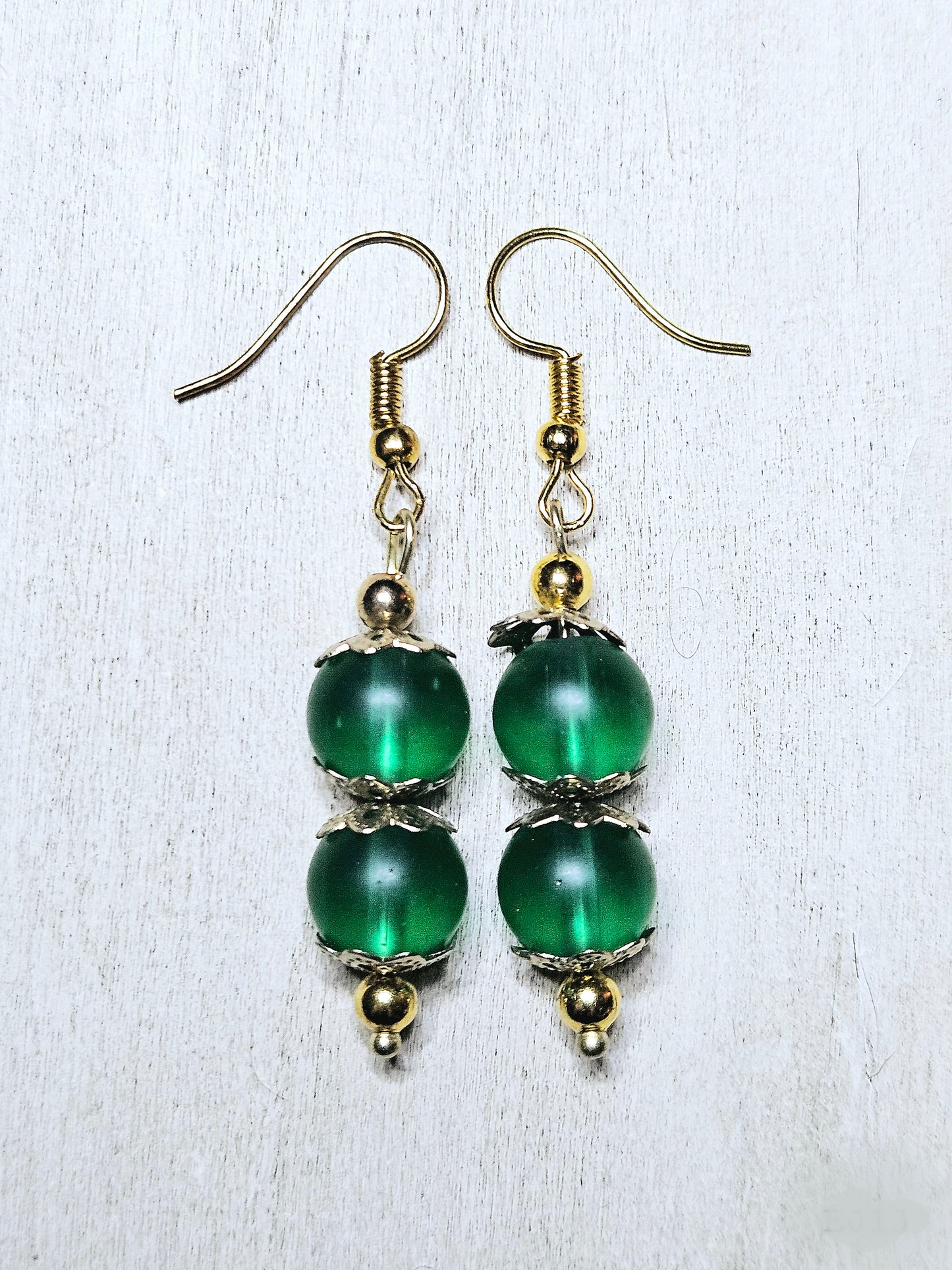 Vintage Green Glass Earrings