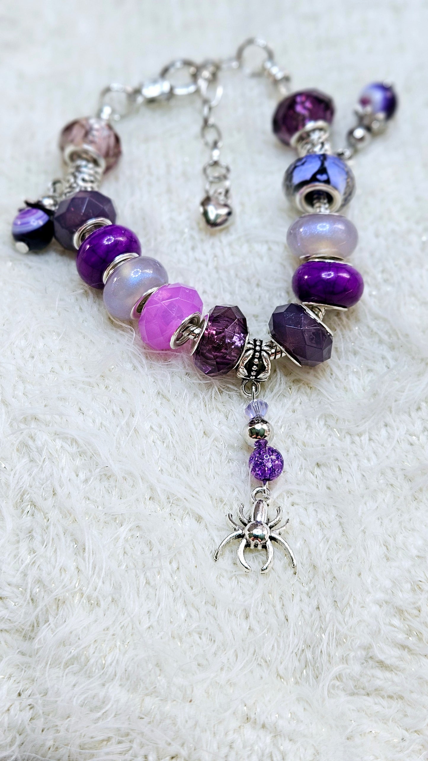 Vivid Violet Spider Charm Bracelet