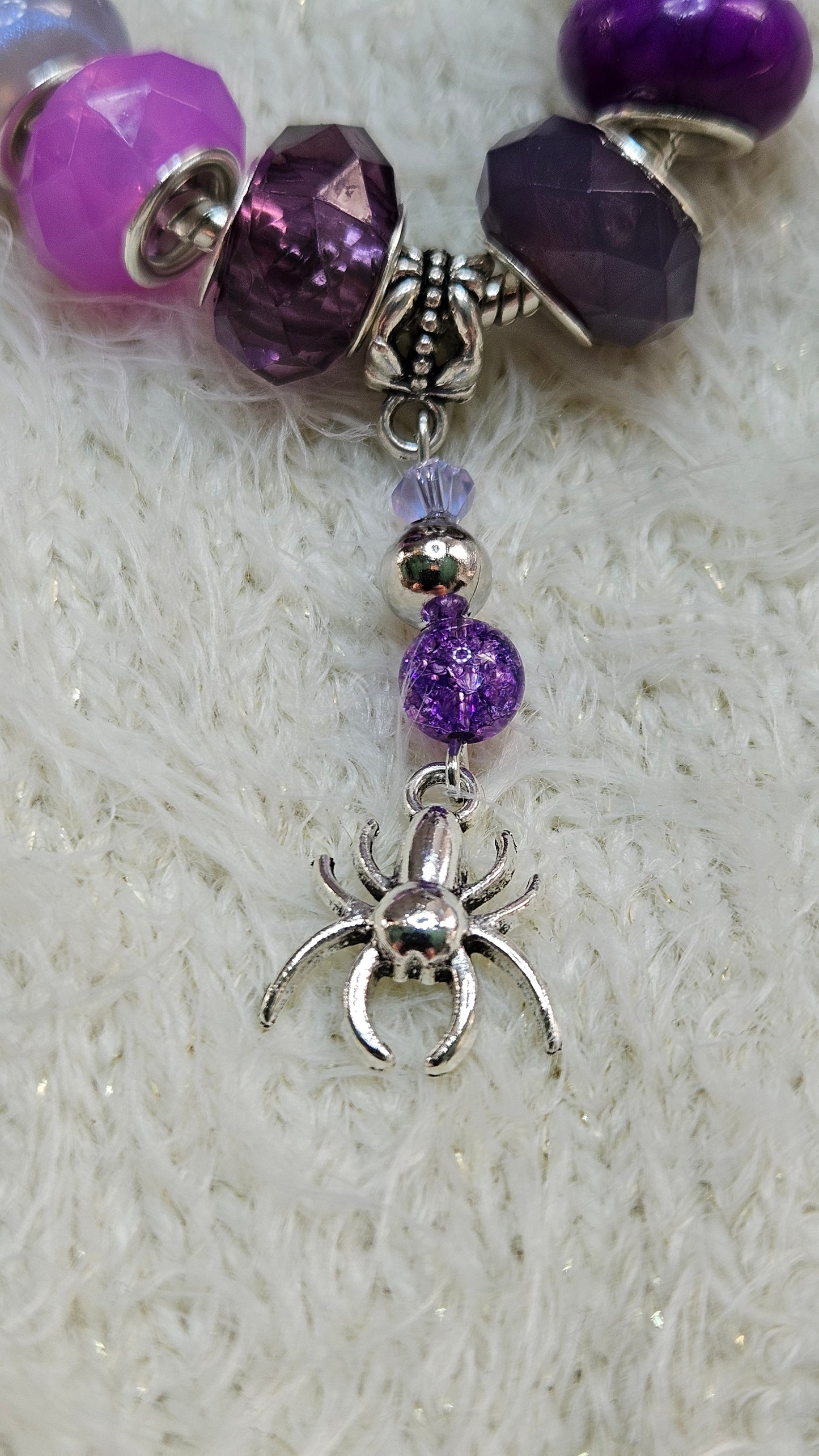 Vivid Violet Spider Charm Bracelet