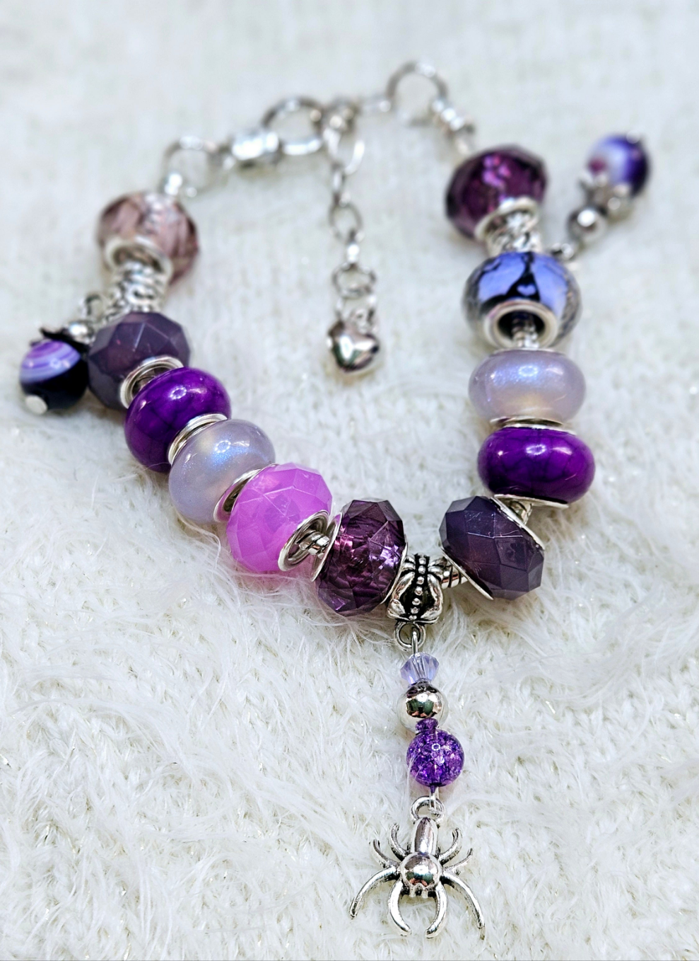 Vivid Violet Spider Charm Bracelet
