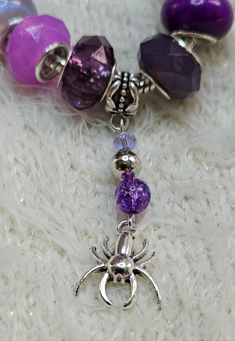 Vivid Violet Spider Charm Bracelet