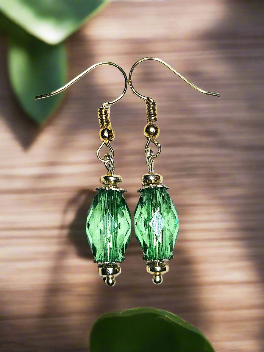 Classy Gold & Green Earrings