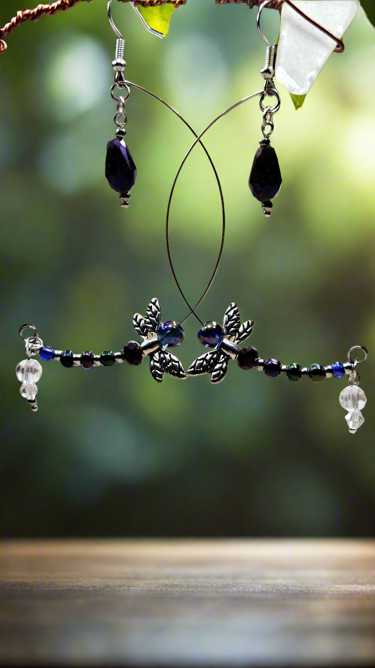 Dragonflies in Flight Half-Hoop Earrings