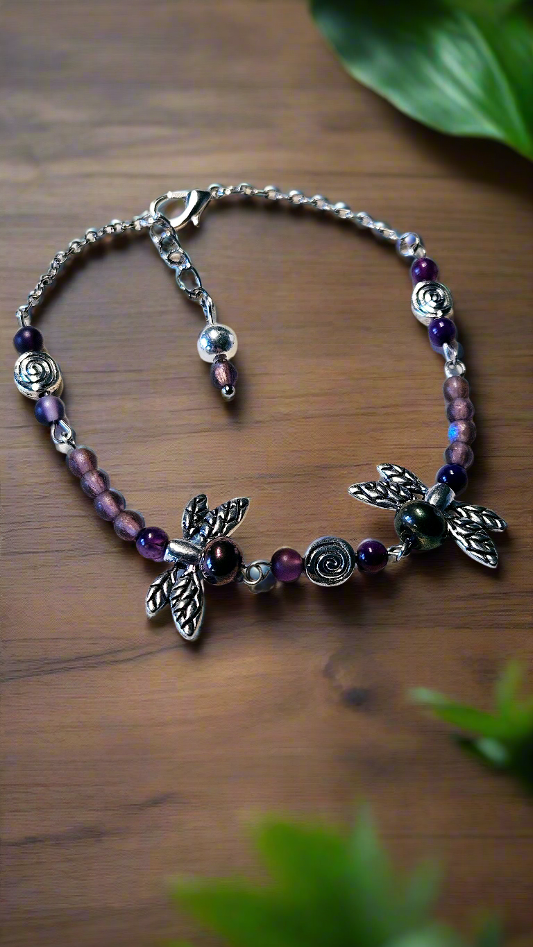 Dreamy Dragonflies Set - Silver Winged Dragonfly Earrings & Matching Bracelet
