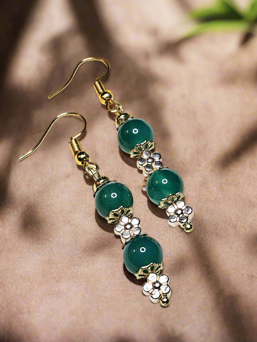 Golden Flower Jade Earrings