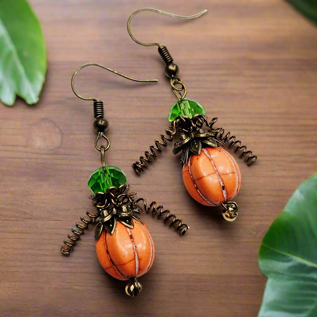 Orange "Pumpkin Men" Earrings