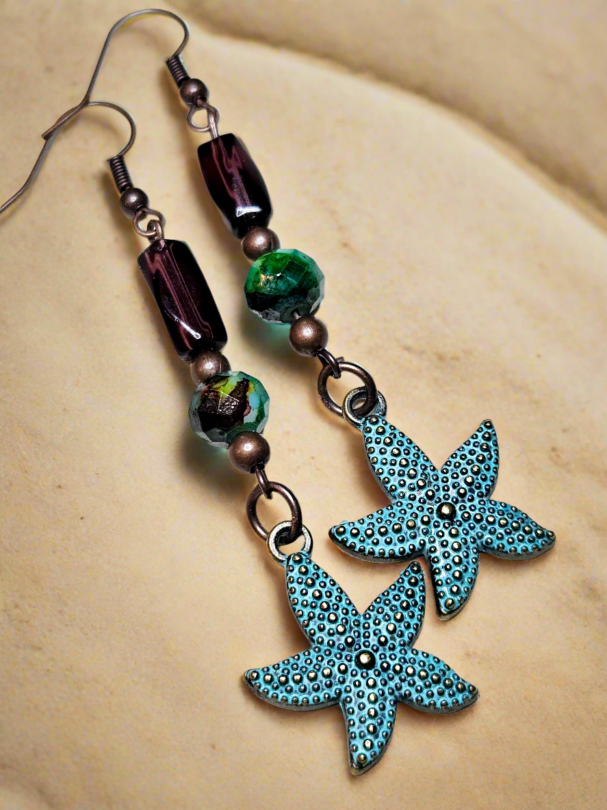 Beachy Boho Turquoise Starfish Earring