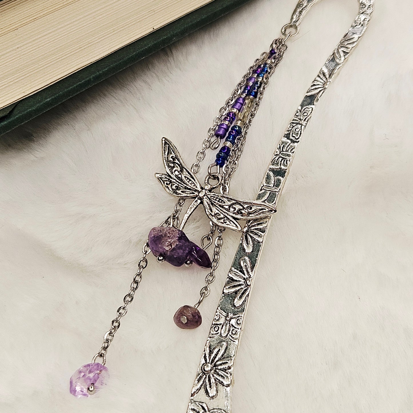 Whispers of a Dragonfly Charmed Metal Hook Bookmark