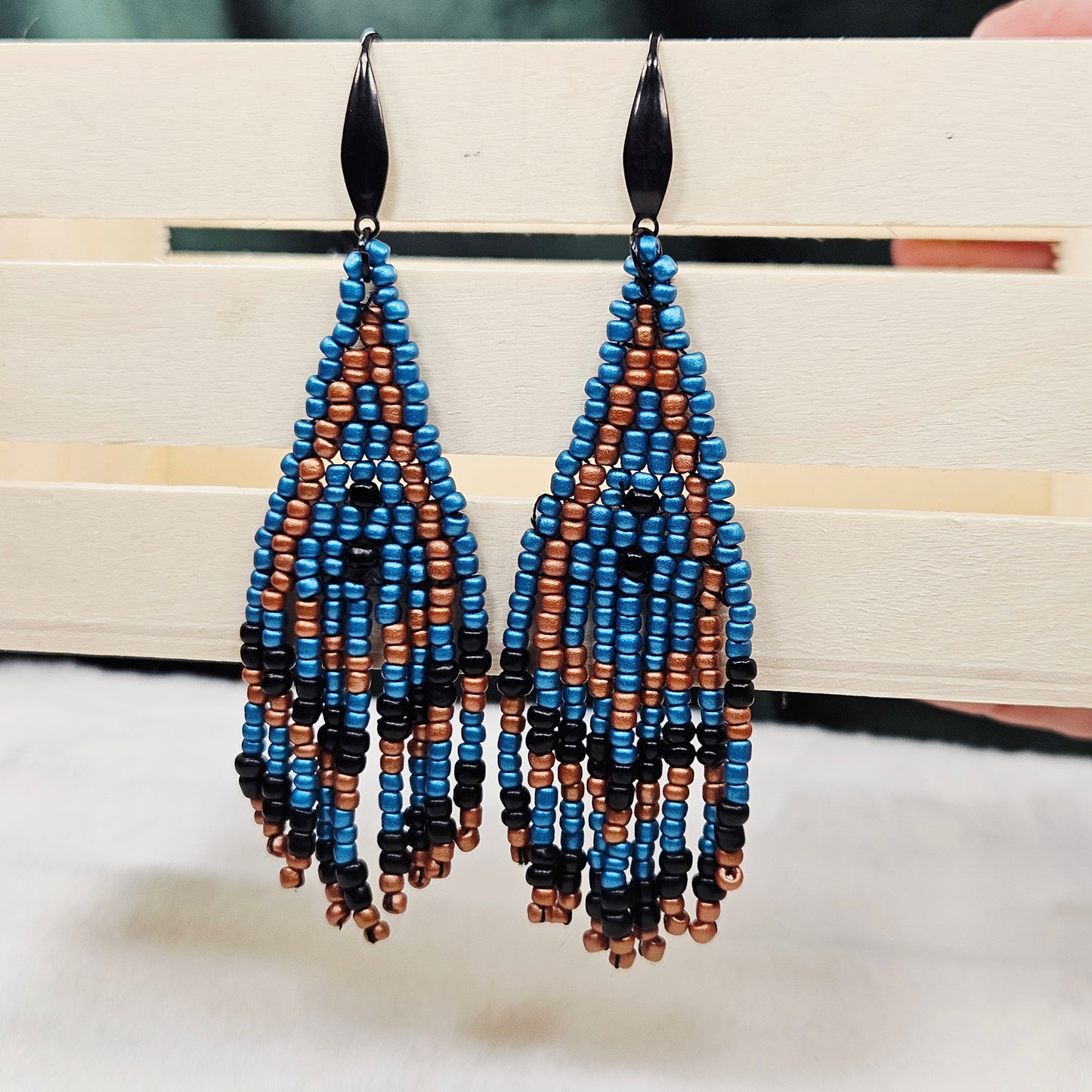 Terra Cotta Sky Beaded Fringe Earrings