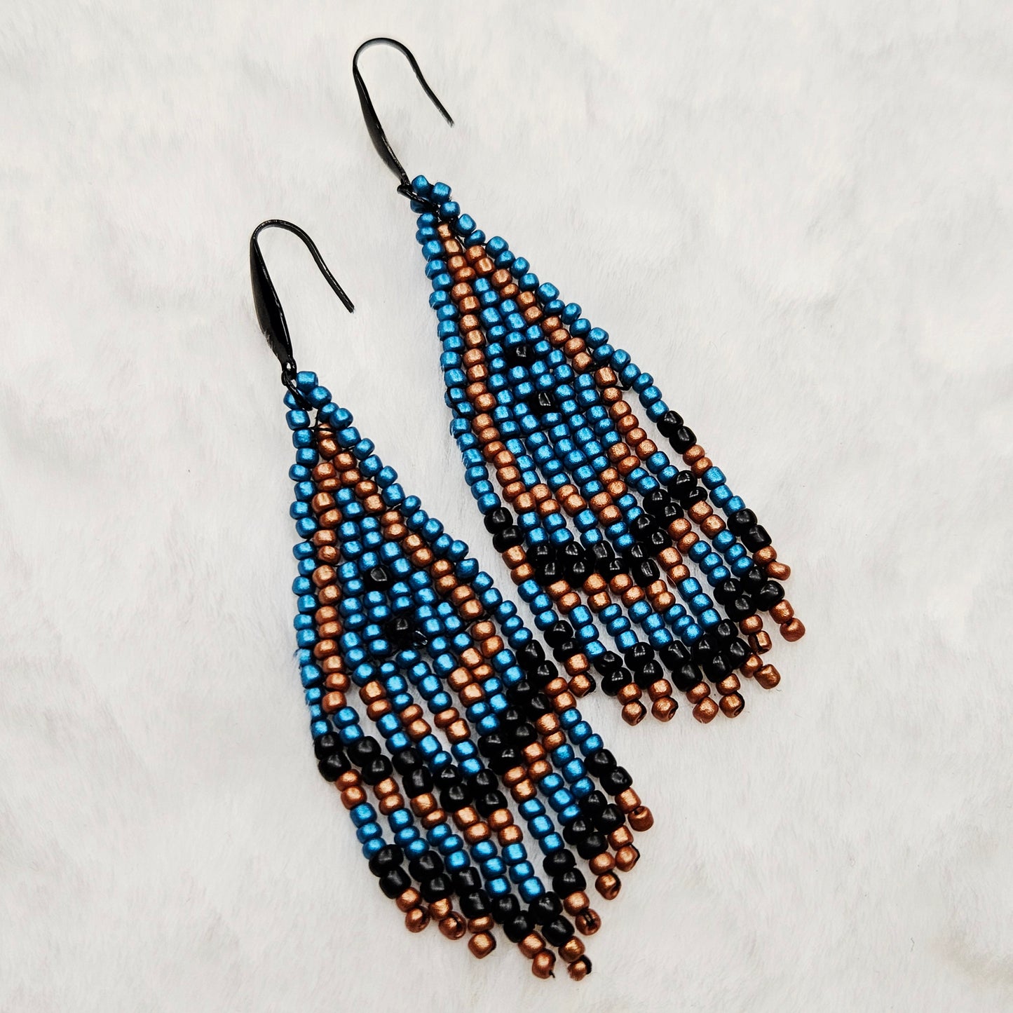 Terra Cotta Sky Beaded Fringe Earrings