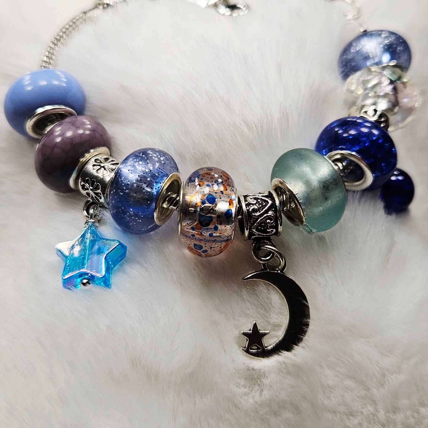 Customized Blue Moon and Star Charm Bracelet