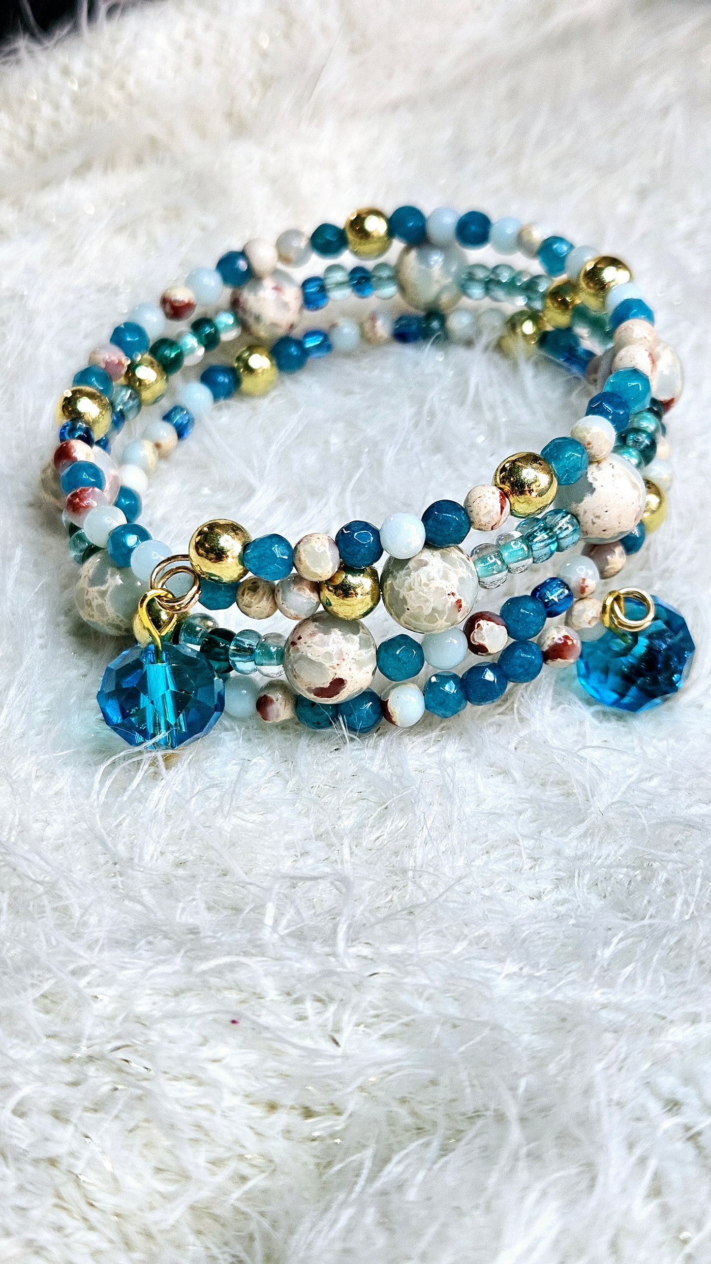 Boho Blue Glass Wrap Bracelet