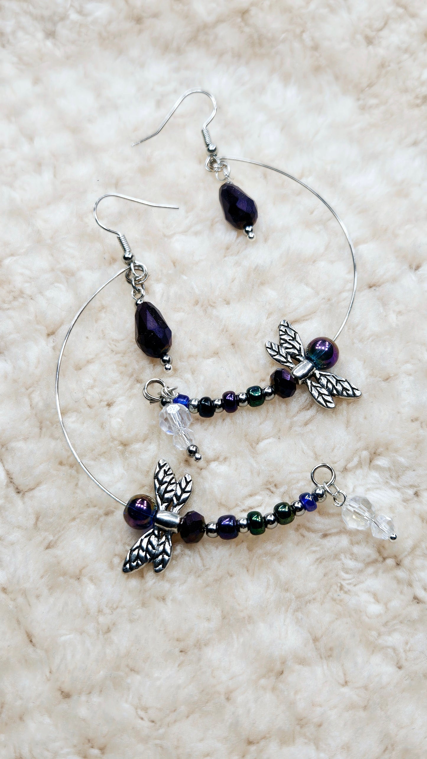 Dragonflies in Flight Half-Hoop Earrings