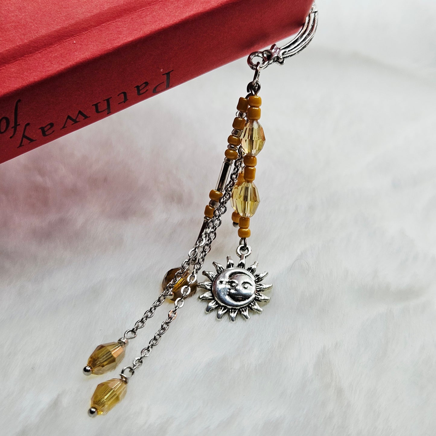 Golden Hour Sun and Moon Charmed Hook Bookmark