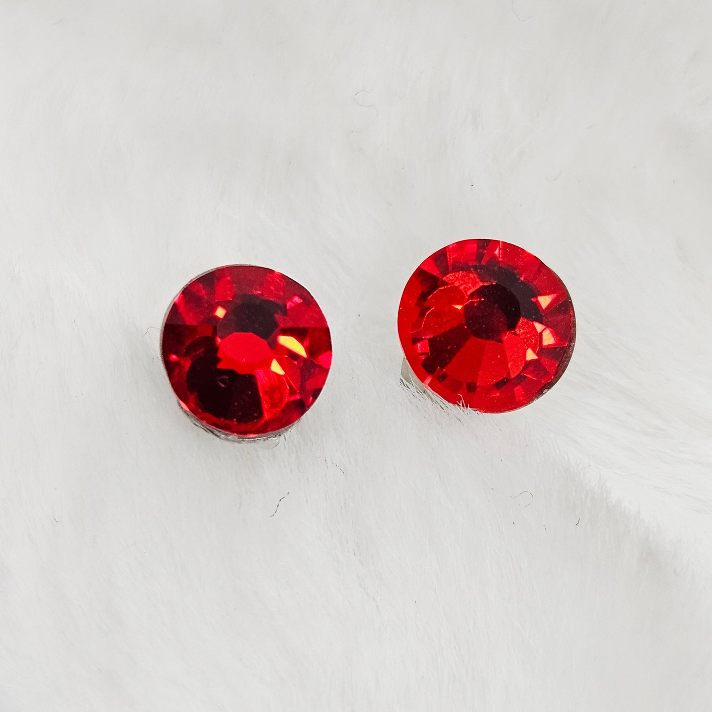 Super Sparkly Red and White Rhinestone Disco Ball Earrings with White or Red Studs