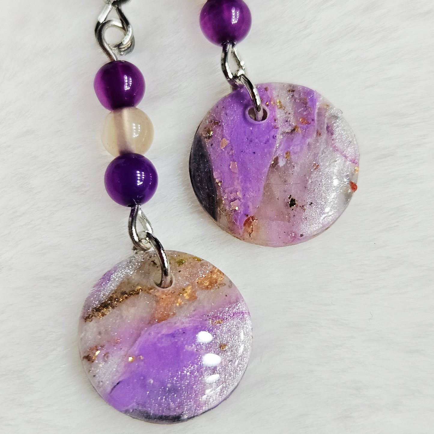Purple Polymer Clay Marble with Gold Fleck