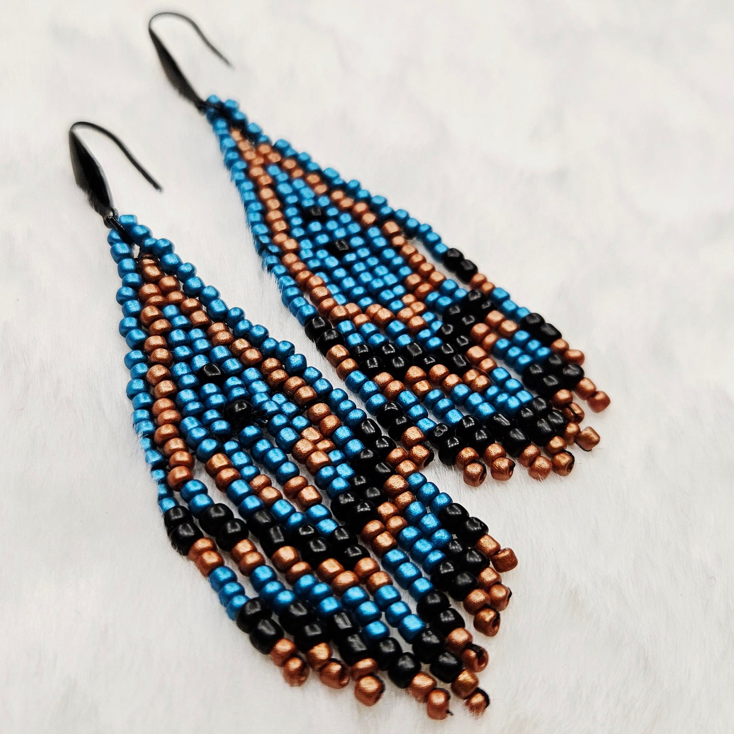 Terra Cotta Sky Beaded Fringe Earrings