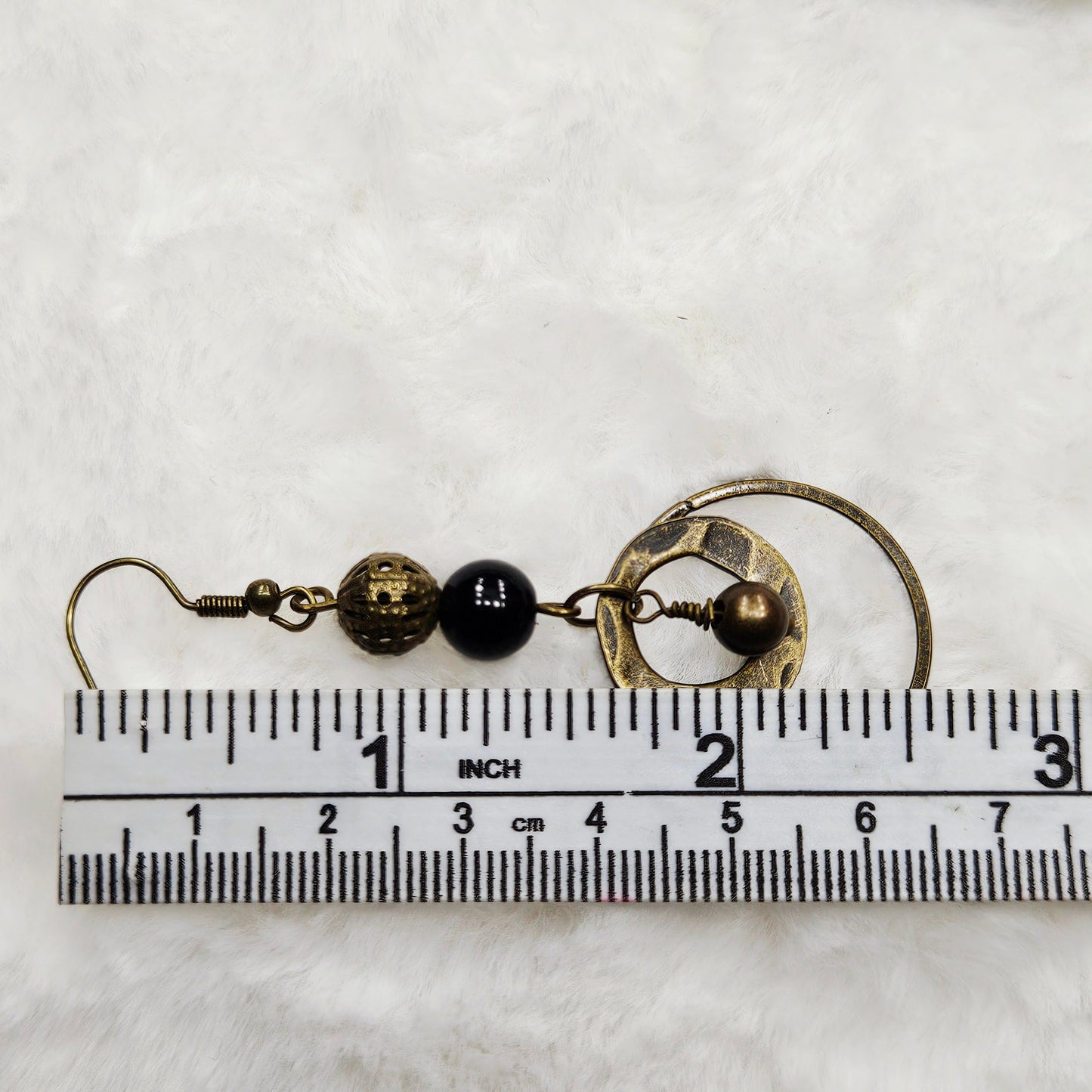 Antiqued Brass Drop Hoop Dangle Earrings