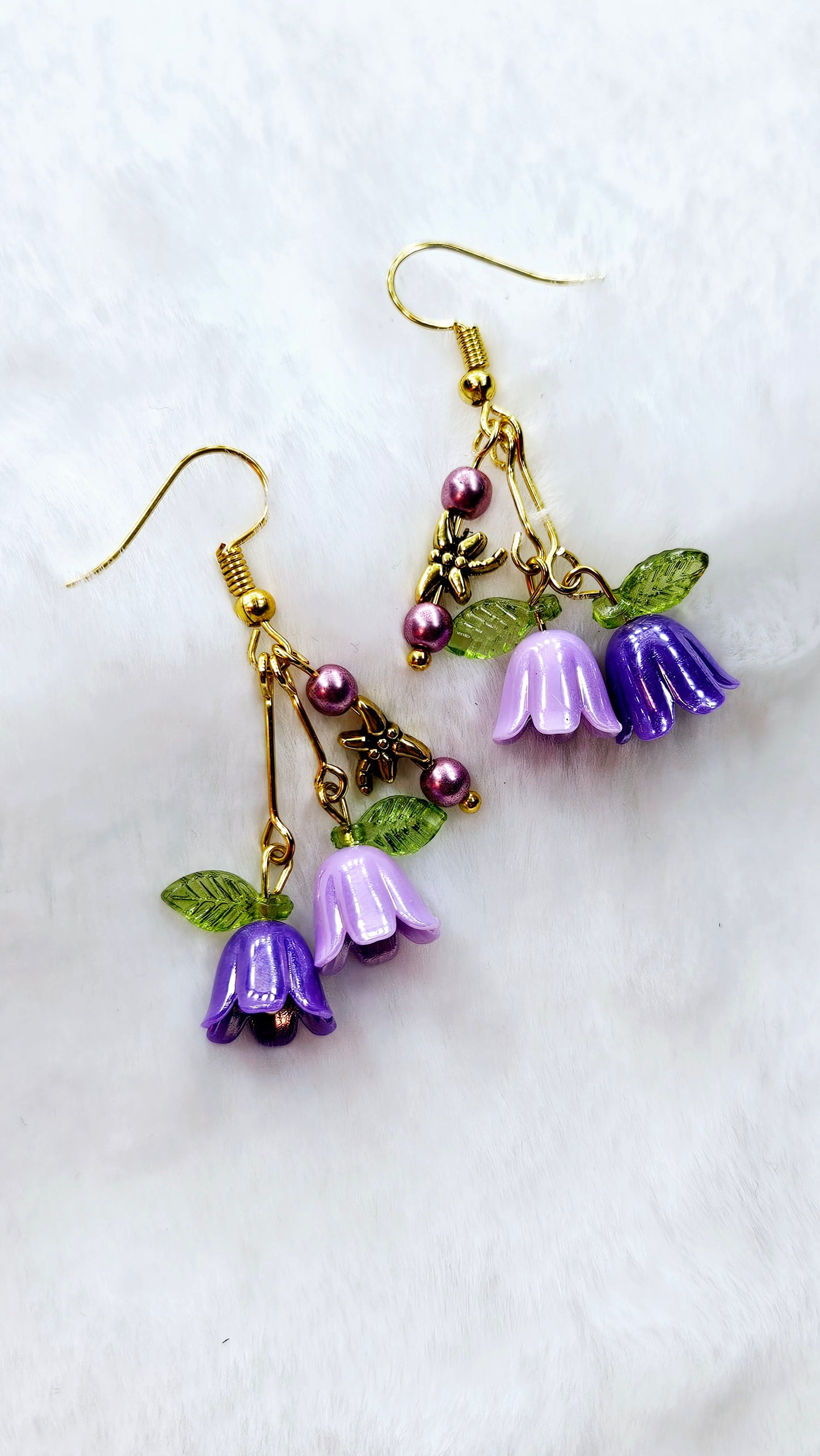 Beloved Purple Bellflowers & Tiny Dragonflies Drop Dangle Earrings(4 Styles)
