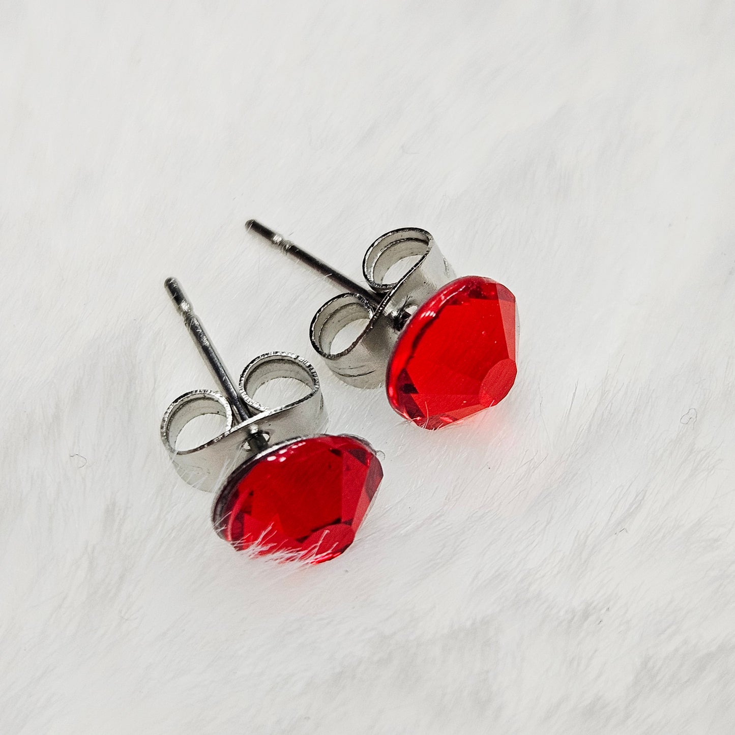 Super Sparkly Red and White Rhinestone Disco Ball Earrings with White or Red Studs