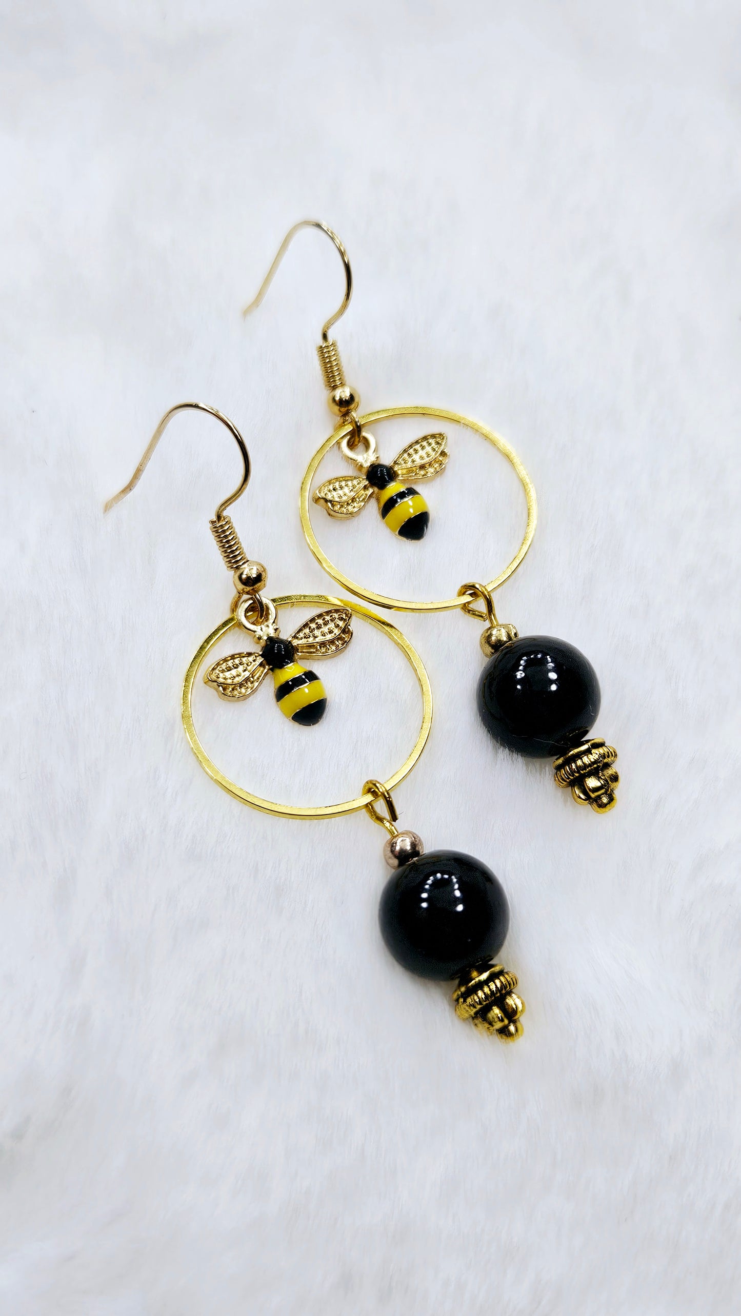 Busy Bee's Gold Dangling Hoop Earrings