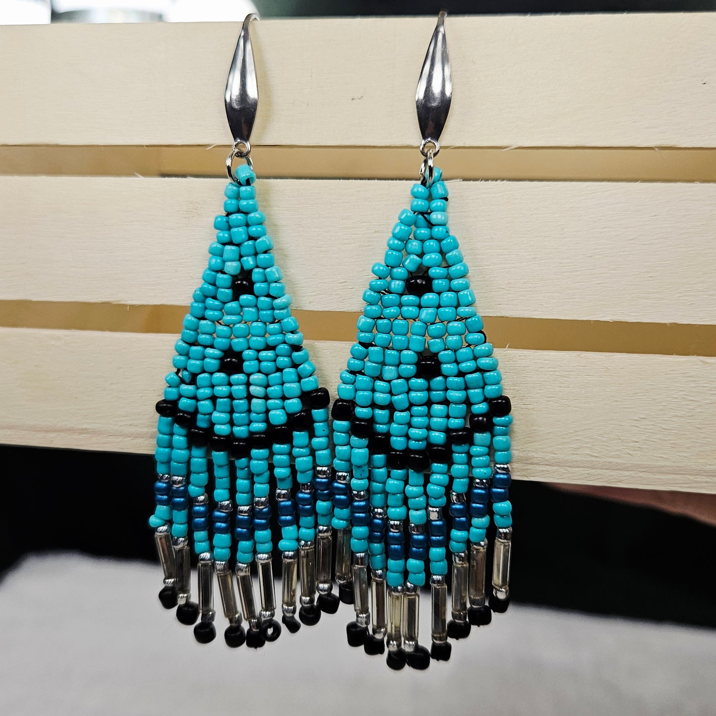 Southwestern Sky Beaded Fringe Earrings