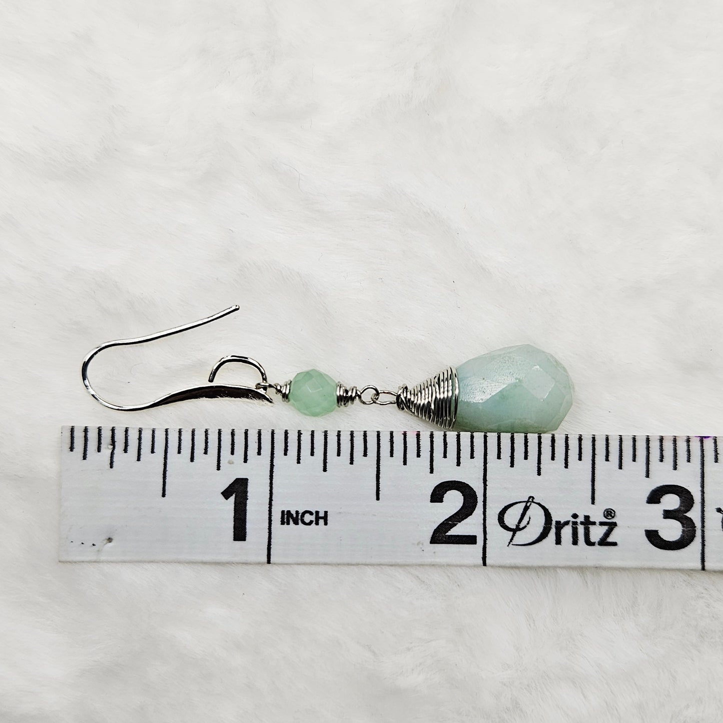 Green Aquamarine Wire Wrapped Teardrop Dangles