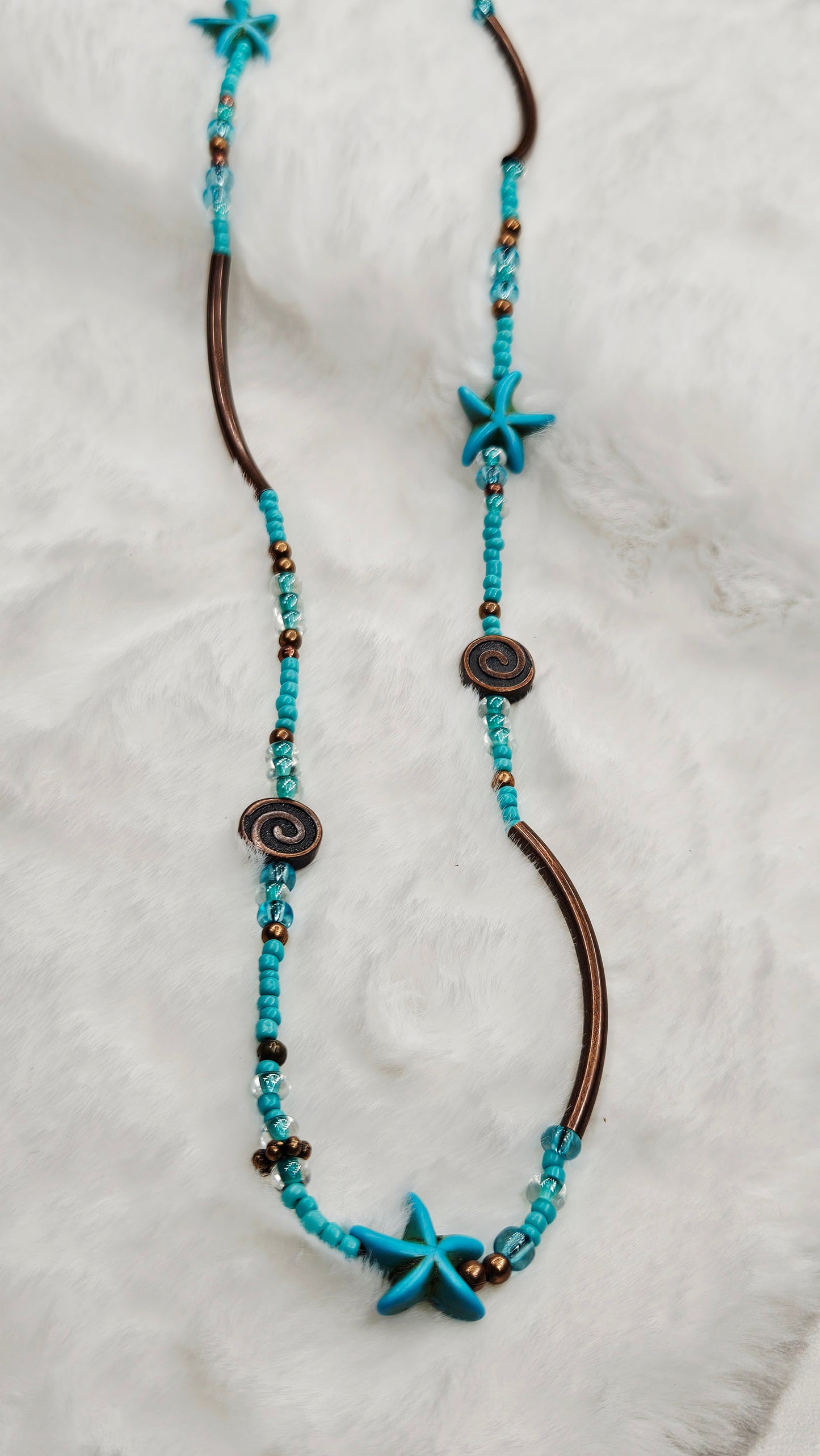 Antiqued Copper and Turquoise Magnesite Starfish Wrap Bracelet or Necklace