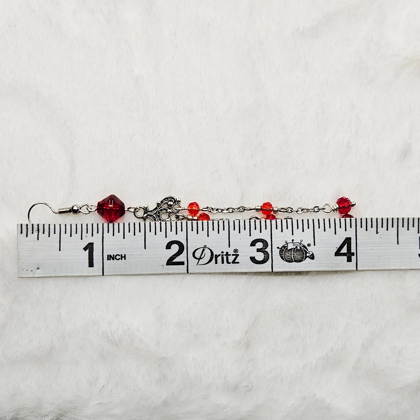 Long Red Crystal Micro Chandelier Earrings in Silver or Gold