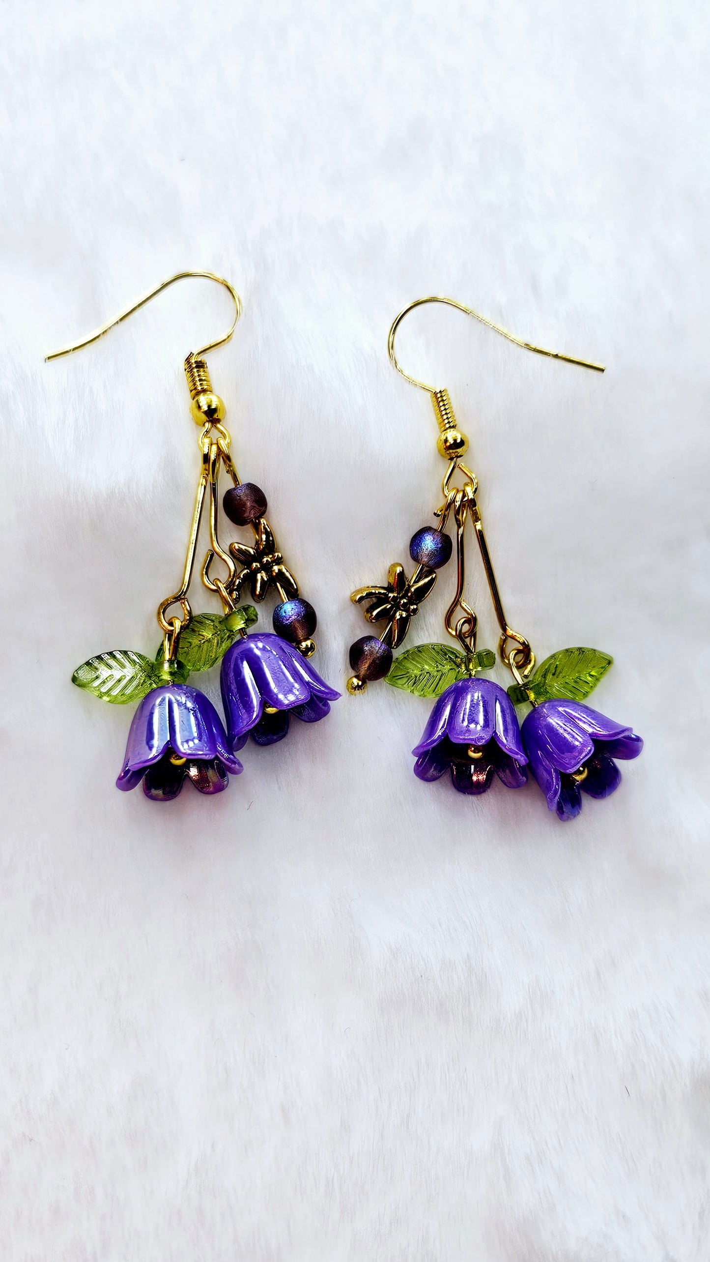 Beloved Purple Bellflowers & Tiny Dragonflies Drop Dangle Earrings(4 Styles)