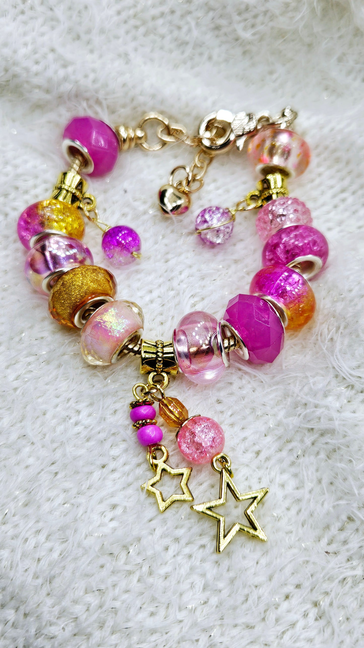 Pink Stars Charm Bracelet