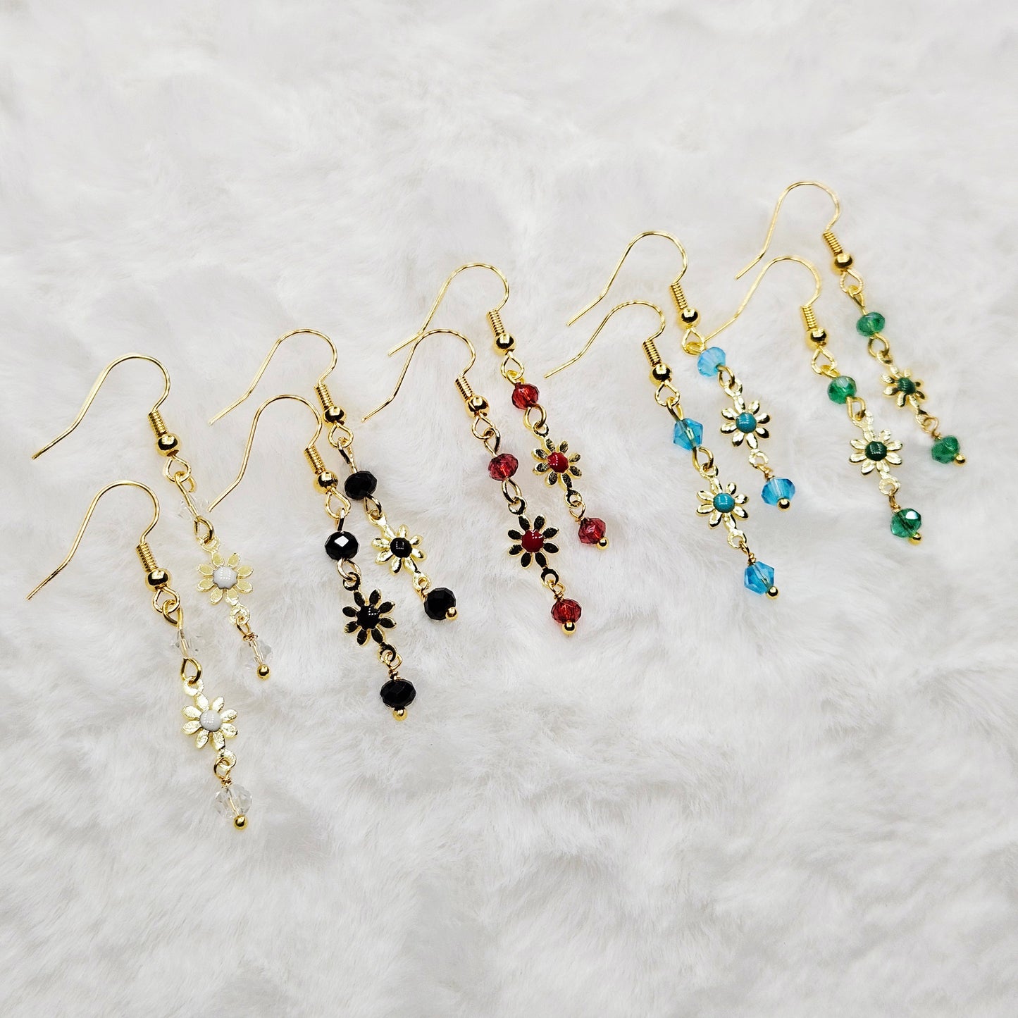 Dainty Golden Daisy Dangle Earrings - 5 Color Options