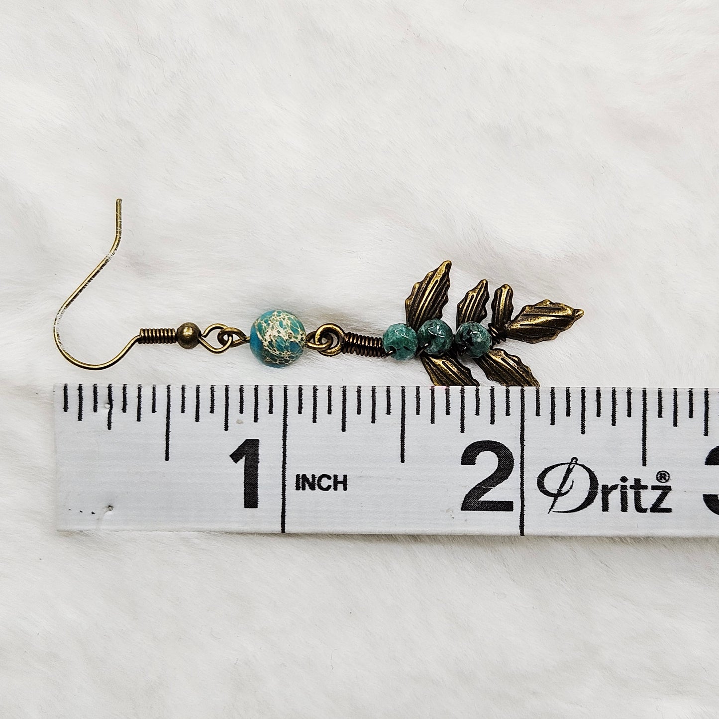 Blue Dalmation Jasper and Imperial Jasper Antiqued Brass Branch Dangles