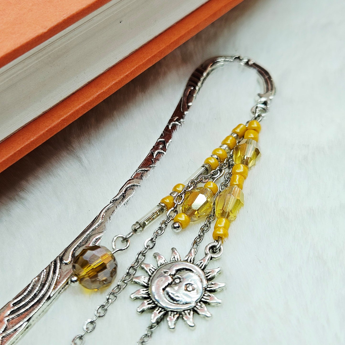 Golden Hour Sun and Moon Charmed Hook Bookmark