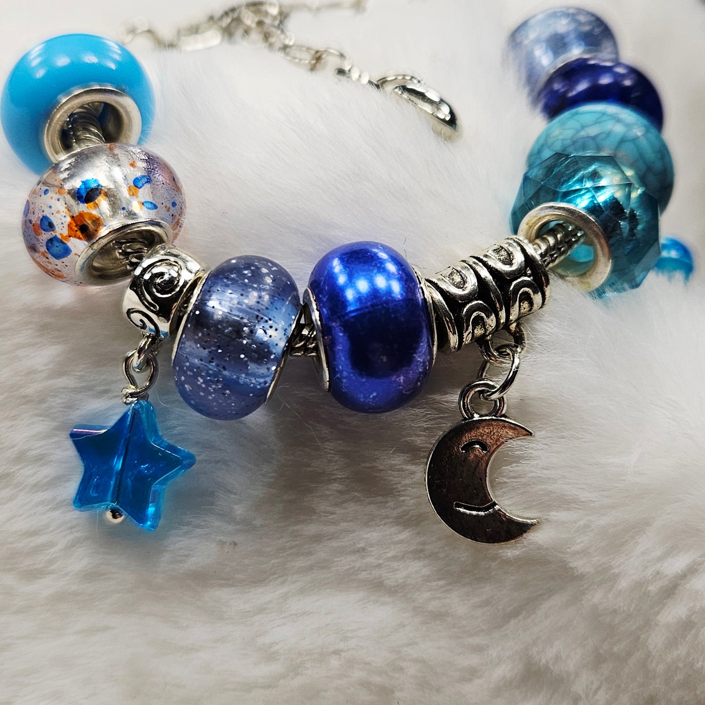 Customized Blue Moon and Star Charm Bracelet