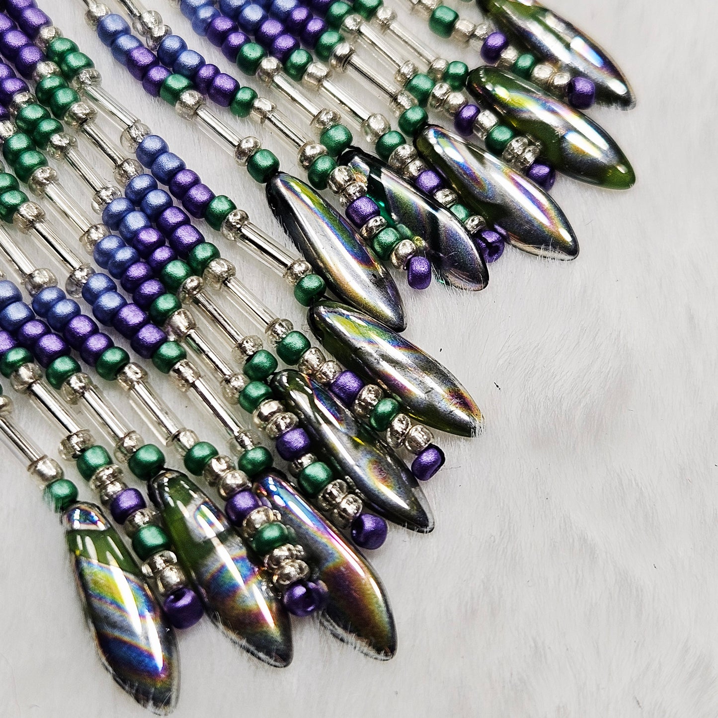 Lush Lavender Forrest Beaded Fringe Earrings