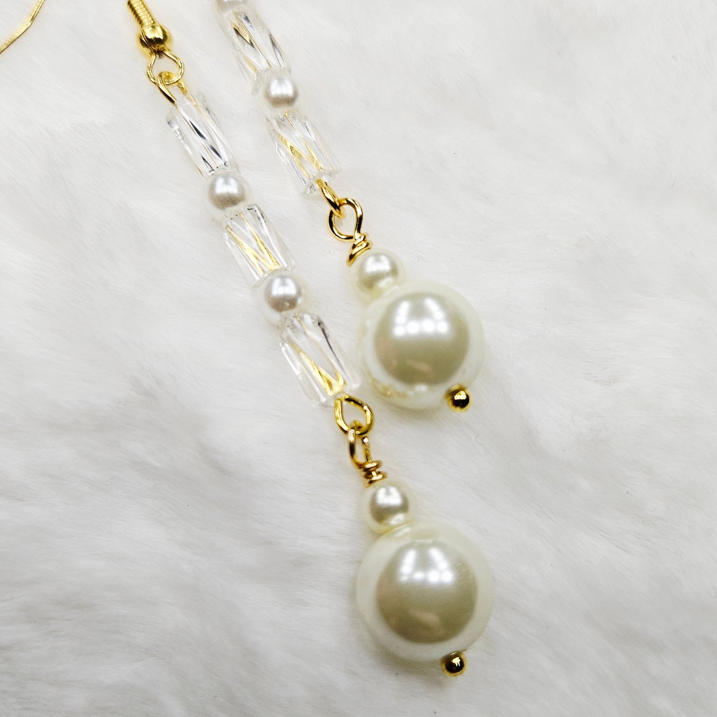 Classic Ivory Pearls and Twisted Glass Wrap Bracelet and Earrings Set