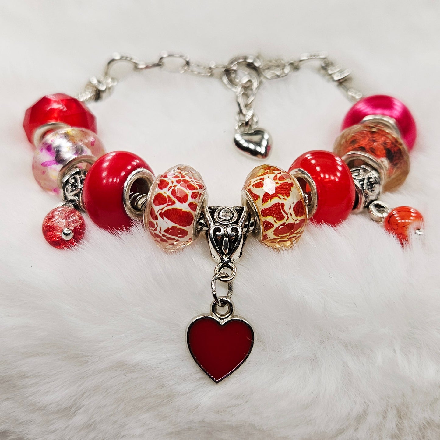 Customized Red Heart Charm Bracelet