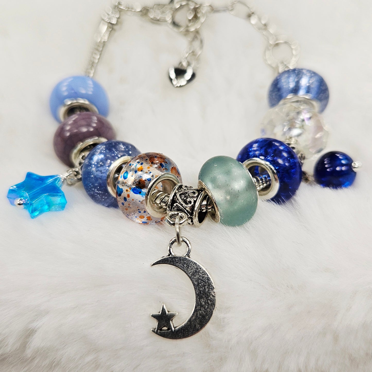 Customized Blue Moon and Star Charm Bracelet