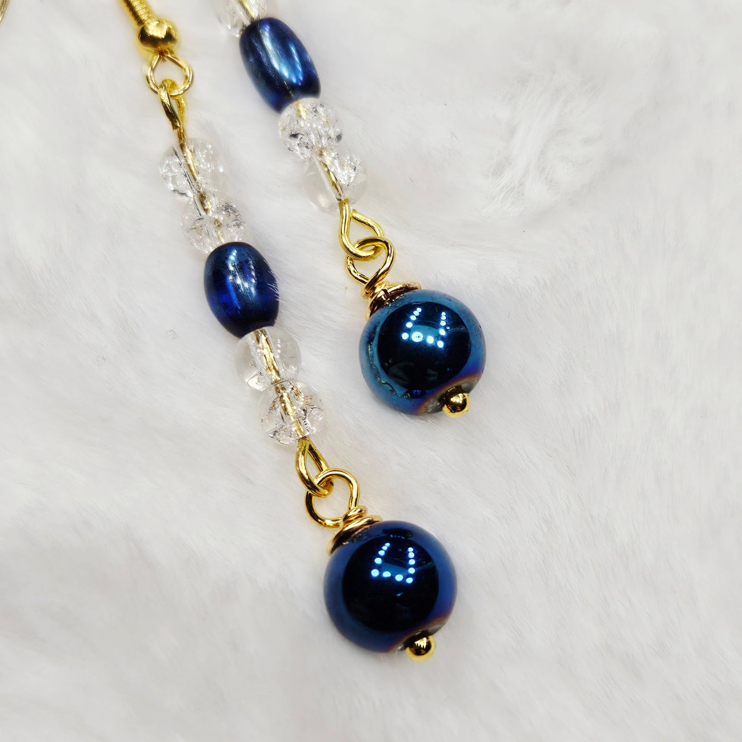 Metallic Midnight Blue Wrap Bracelet and Earrings