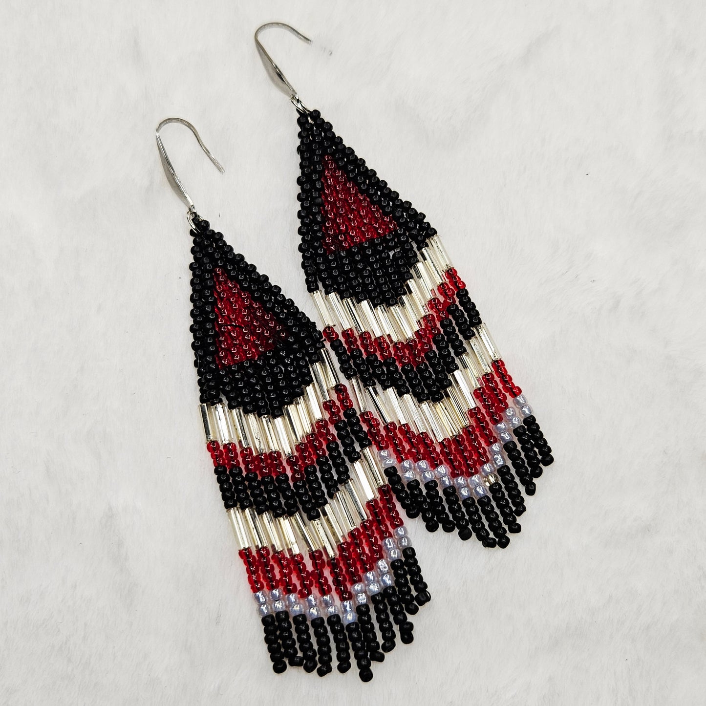 Scarlet Night Beaded Fringe Earrings