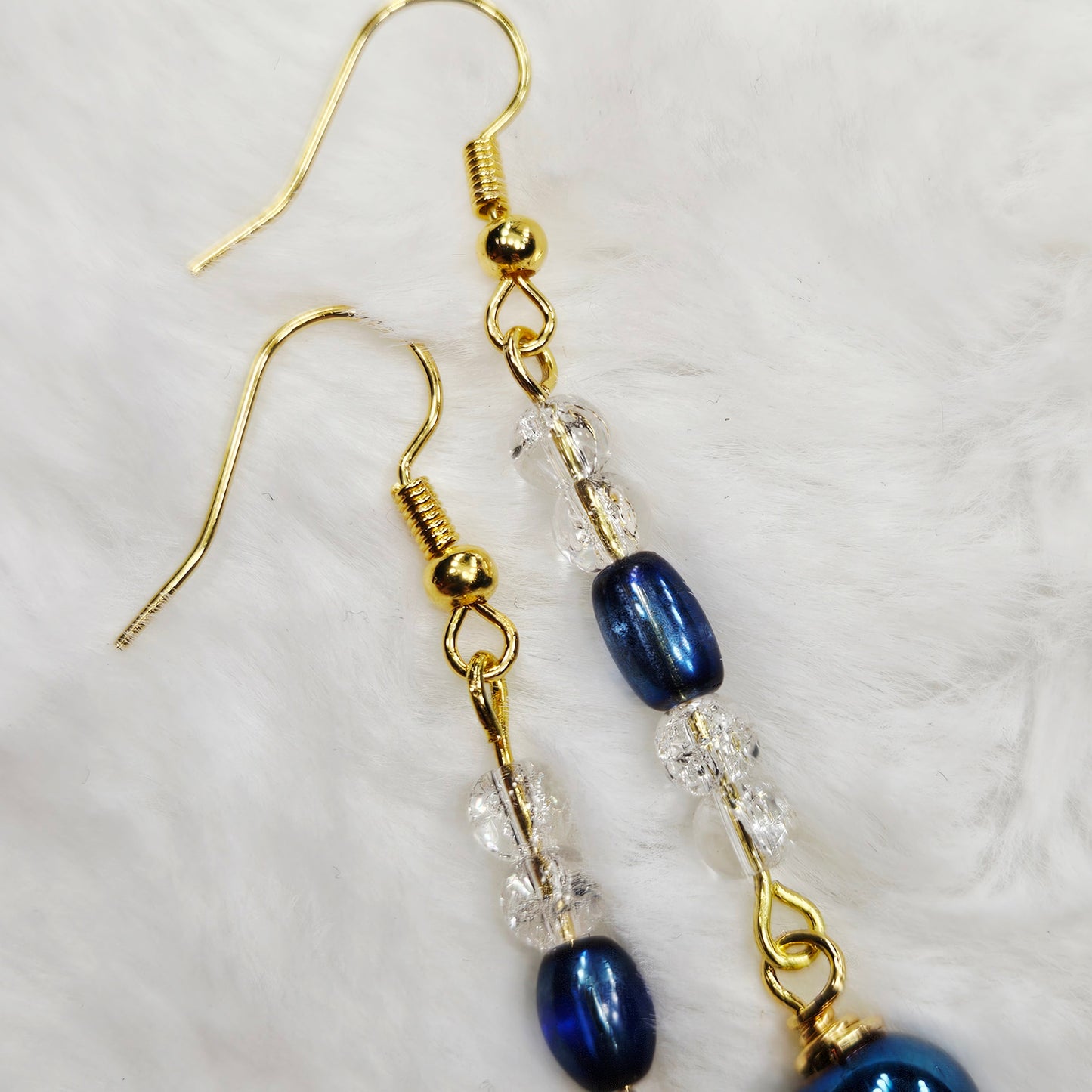 Metallic Midnight Blue Wrap Bracelet and Earrings
