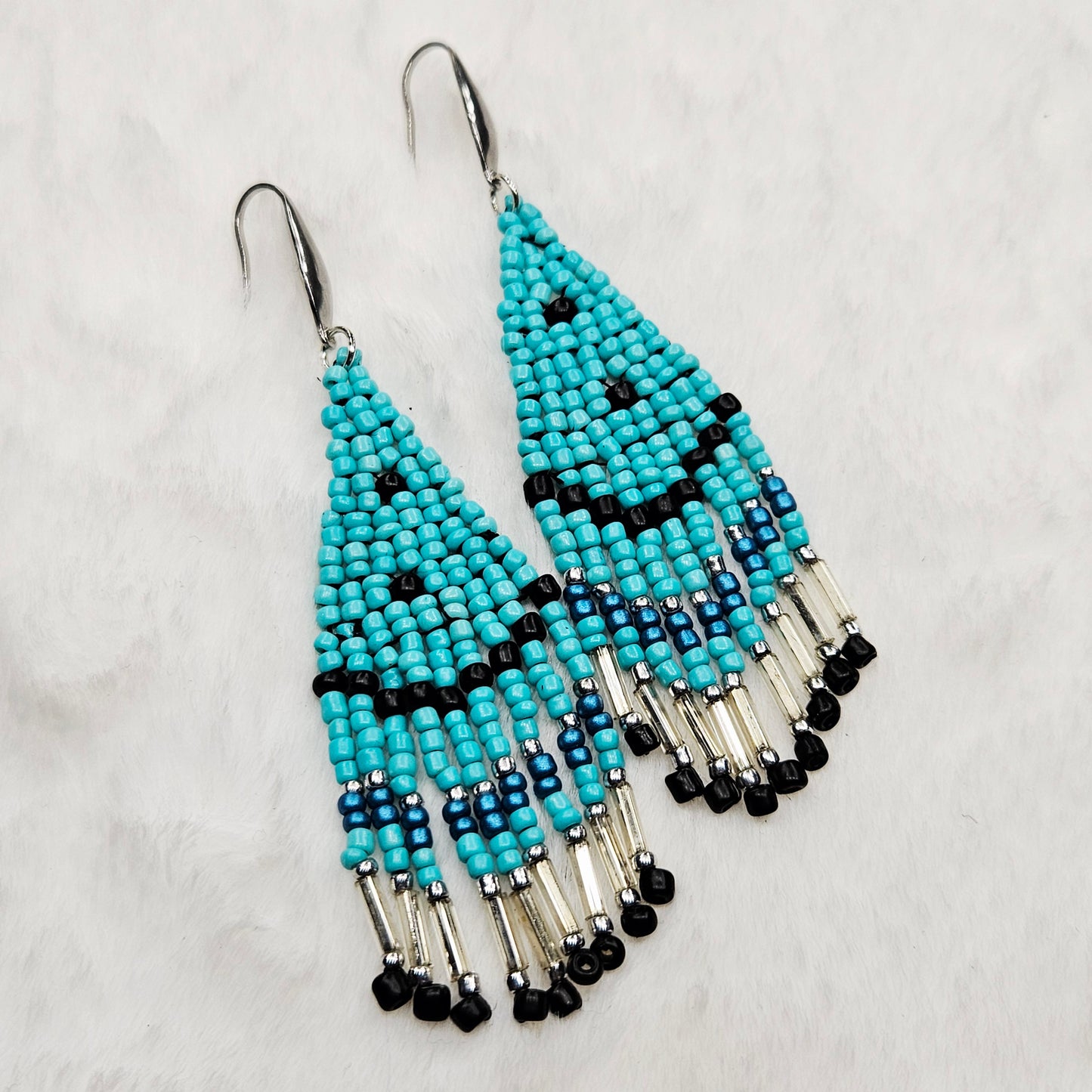 Southwestern Sky Beaded Fringe Earrings