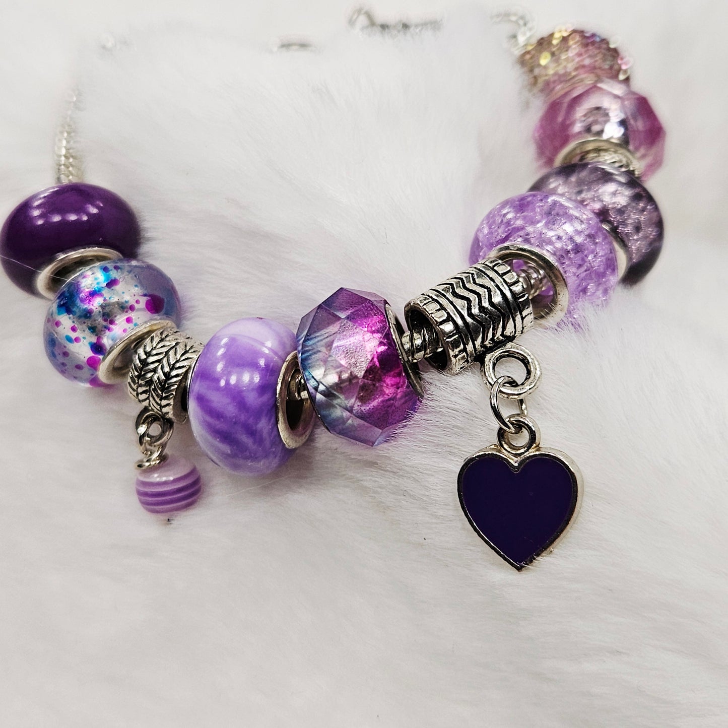 Customized Purple Heart Charm Bracelet